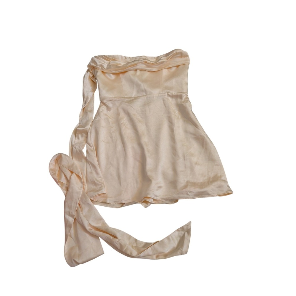 Oh Polly Anastasia Ivory Draped Halterneck Satin Mini Dress US 8 NEW Bride - Picture 5 of 8